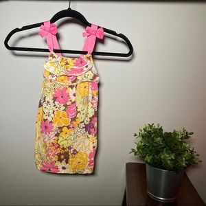 🪴 3/$15 Ruffle tunic with bow straps brown flower